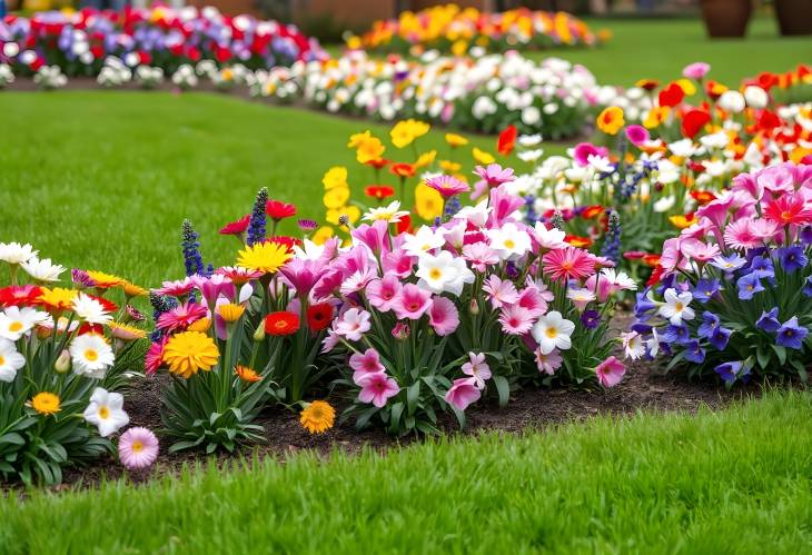 Charming Flower Garden with Spring Blossoms